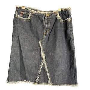 Y2K Vintage Guess Jeans | Raw Edge Low Rise Knee Length Denim Jean Skirt | 30